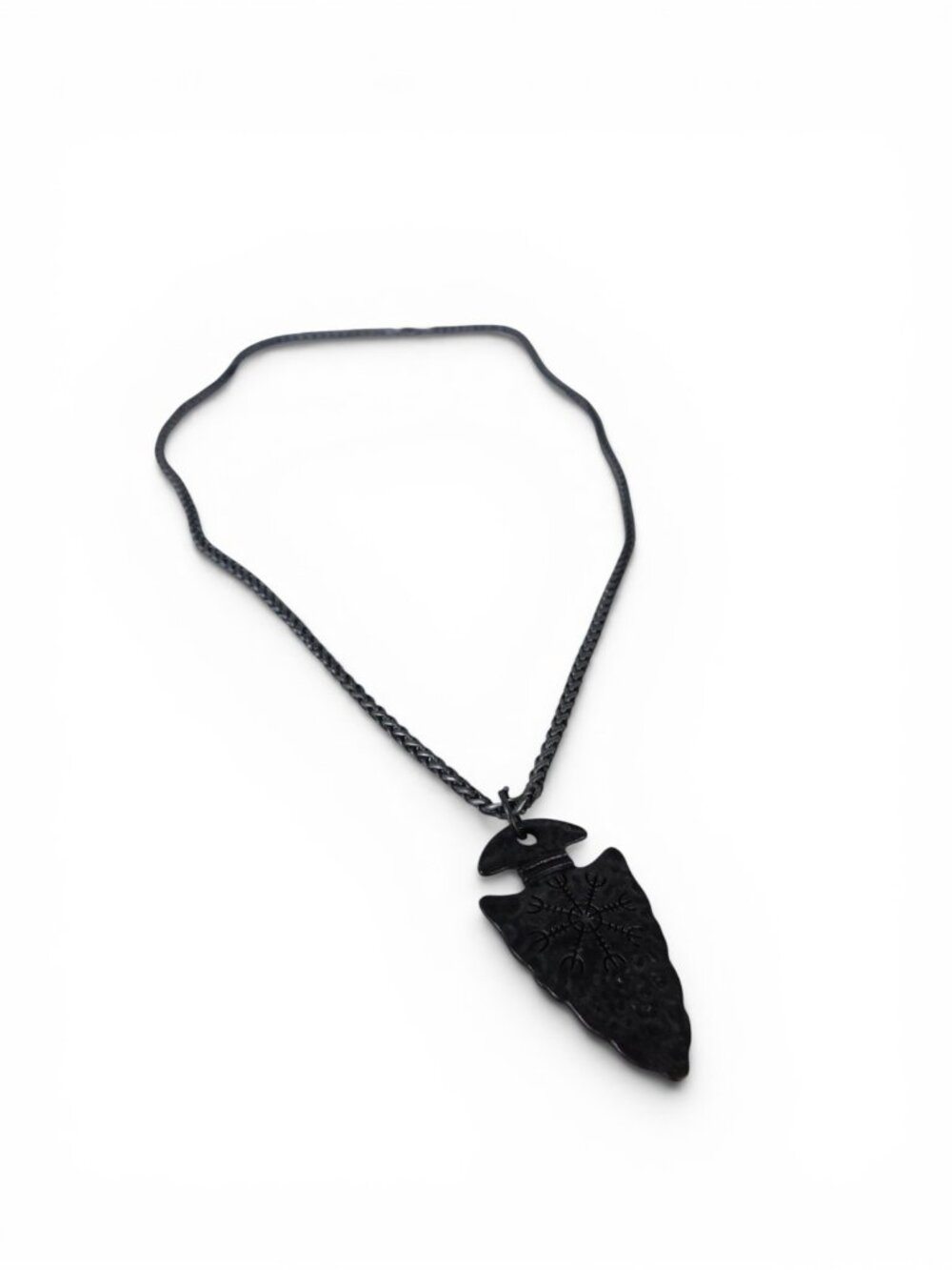 Arrowhead Pendant Necklace Black Chain Viking Symbol Boho Jewelry Lobster Clasp